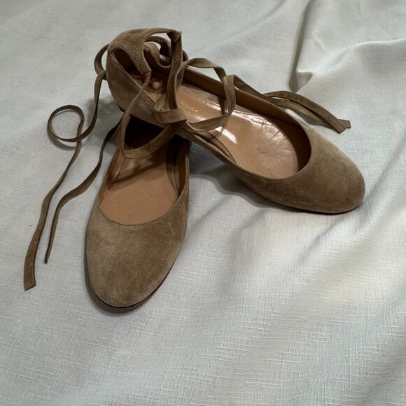 Gianvito Rossi Carla Ankle Lace Up Ballet Flats - Picture 1 of 9